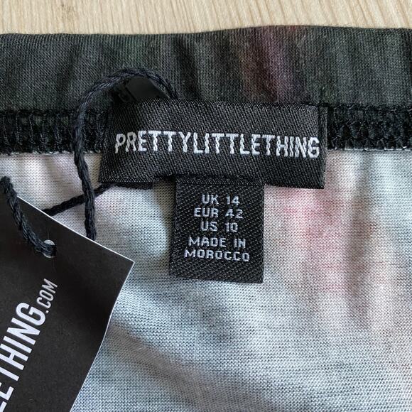 Pretty Little Thing Y2K Pencil Skirt Women Size 14 Purple Abstract Print Stretch - Picture 3 of 6